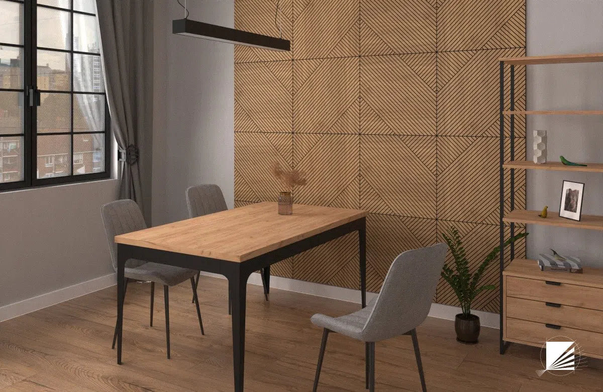 GrooveCraft Milled Acoustic Wall Panels MDF - 5 in dining room interior DecorMania UK